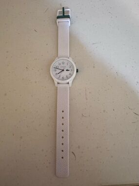 Lacoste White Analog Watch with Green Accents